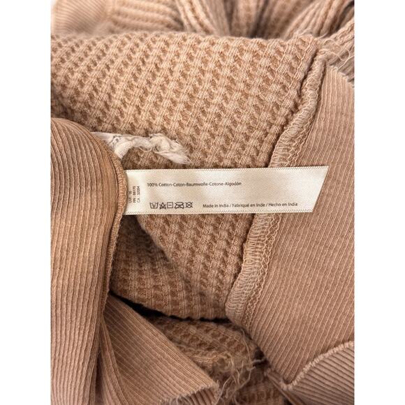 Free People Top Small Womens Thermal Waffle Zip Neck Long Sleeve - Picture 8 of 8